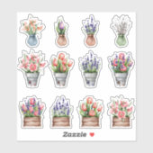 花の花束セットポットシール シール (シート)