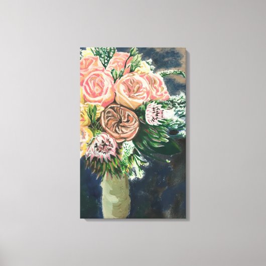 花の花束モノタイプのプリントの1つ キャンバスプリント (正面)
