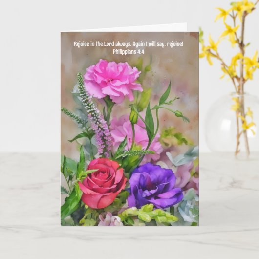 花の花束信仰おめでとう聖句 カード (黄色い花)