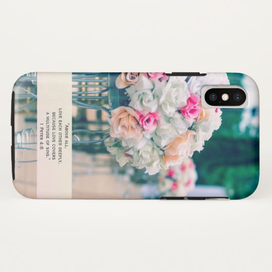 花の花束愛および結婚式の通路の聖書の詩 Case-Mate iPhoneケース (裏面(横))