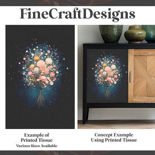 花の花束黒い背景BF9デコページ 薄葉紙