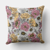 花の花束 – バラ、牡丹、デイジーはfe クッション (裏面)