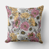 花の花束 – バラ、牡丹、デイジーはfe クッション (正面)