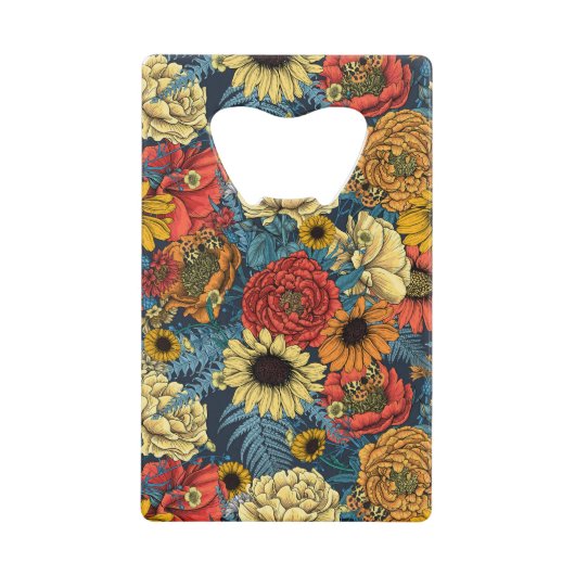 花の花束 – バラ、牡丹、デイジーはfe クレジットカード栓抜き (正面)