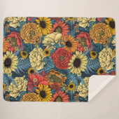 花の花束 – バラ、牡丹、デイジーはfe シェルパブランケット (正面(横))