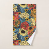 花の花束 – バラ、牡丹、デイジーはfe バスタオルセット (ハンドタオル)