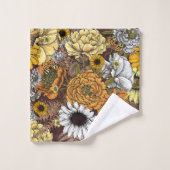 花の花束 – バラ、牡丹、デイジーはfe バスタオルセット (ウォッシュタオル)