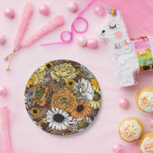 花の花束 – バラ、牡丹、デイジーはfe ペーパープレート (パーティー)