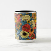 花の花束 – バラ、牡丹、デイジーはfe マグカップ (中央)