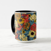 花の花束 – バラ、牡丹、デイジーはfe マグカップ (正面左)