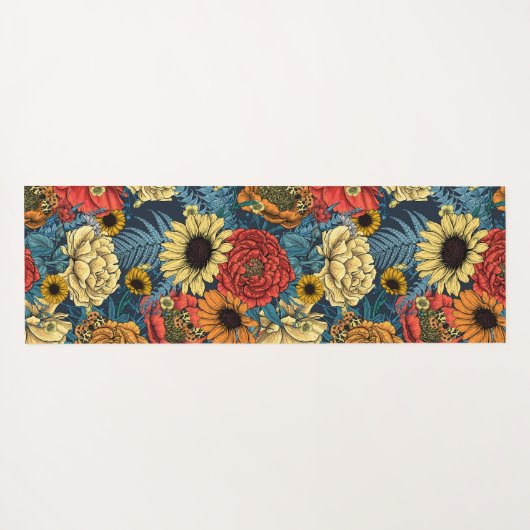 花の花束 – バラ、牡丹、デイジーはfe ヨガマット (裏面(横))