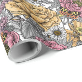 花の花束 – バラ、牡丹、デイジーはfe ラッピングペーパー (ロールコーナー)