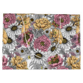 花の花束 – バラ、牡丹、デイジーはfe ラージペーパーバッグ (裏面)