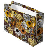 花の花束 – バラ、牡丹、デイジーはfe ラージペーパーバッグ (正面アングル)