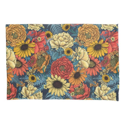 花の花束 – バラ、牡丹、デイジーはfe 枕カバー (正面左)