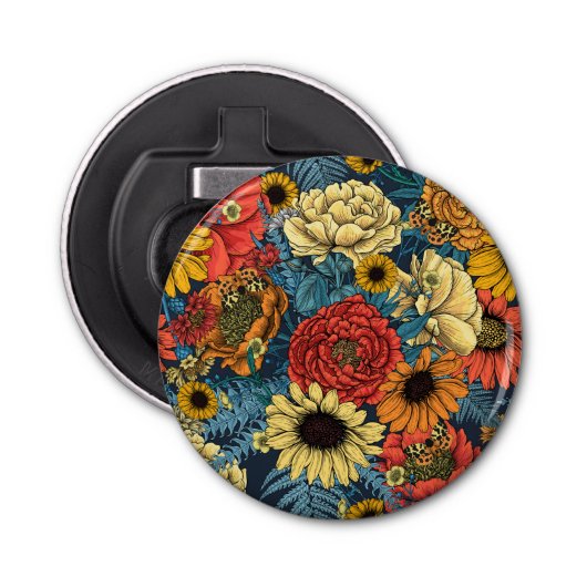 花の花束 – バラ、牡丹、デイジーはfe 栓抜き (正面)