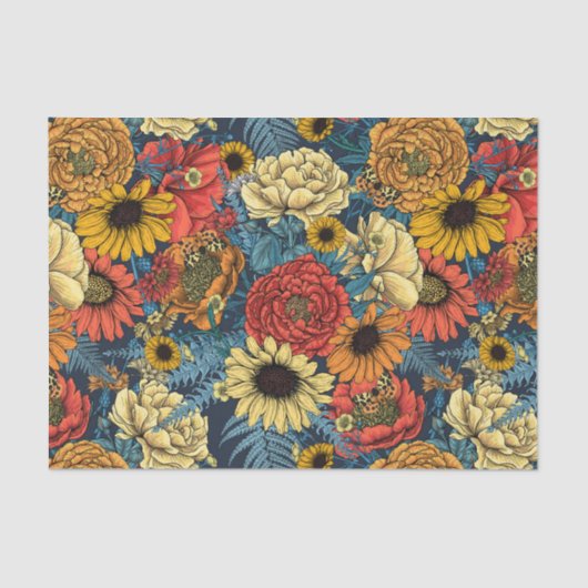 花の花束 – バラ、牡丹、デイジーはfe 薄葉紙 (正面)