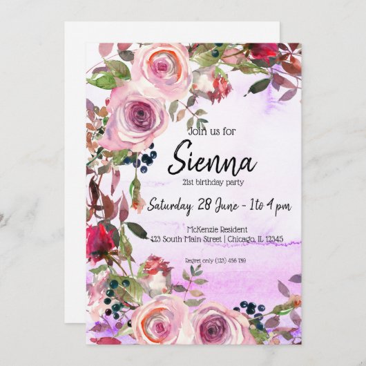 花の花束 招待状 (正面/裏面)