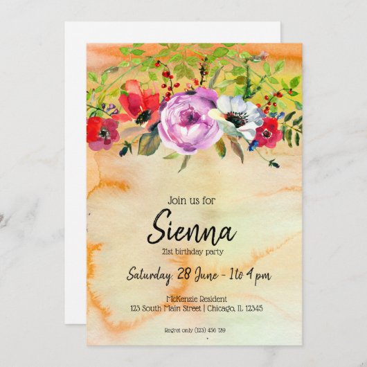 花の花束 招待状 (正面/裏面)