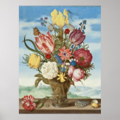 花の花束Ledge Ambrosius Bosschaert ポスター (正面)