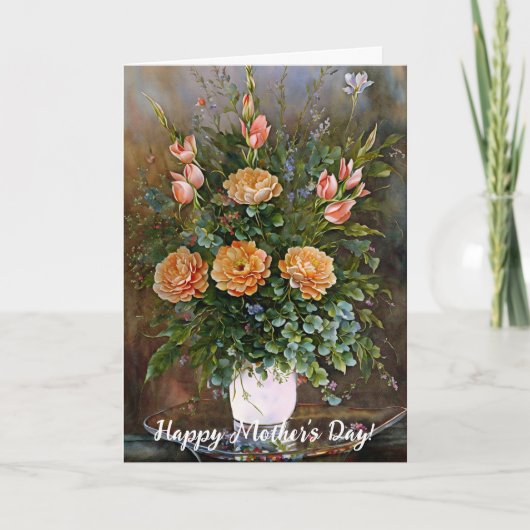 花の花瓶の母の日のカード カード (正面)