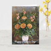 花の花瓶の母の日のカード カード (黄色い花)