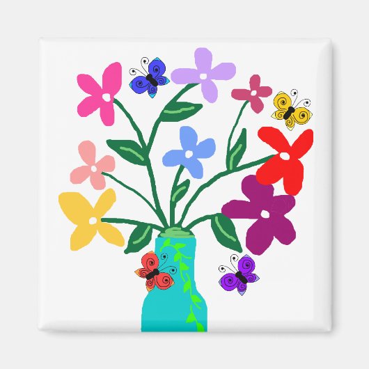花の花瓶の磁石 マグネット (正面)