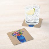 花の花瓶リドン スクエアペーパーコースター (インサイチュ)