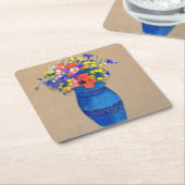 花の花瓶リドン スクエアペーパーコースター (アングル)