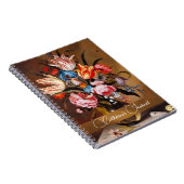 花の花瓶ヴィンテージアートの名前 ノートブック (右側)