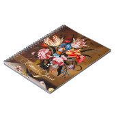 花の花瓶ヴィンテージアートの名前 ノートブック (左側)