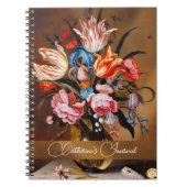 花の花瓶ヴィンテージアートの名前 ノートブック (正面)