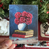 花の花瓶桃色の本読の静物 ポスター