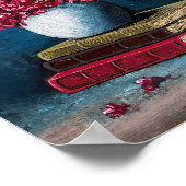 花の花瓶桃色の本読の静物 ポスター (角)