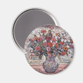 花の花瓶，ジニアスbyモーリス・プレンダーガスト マグネット (正面/裏面)