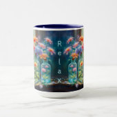 花の花瓶、素晴らし鮮やか開花 マグカップ (中央)