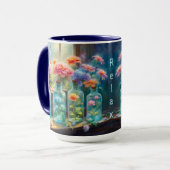 花の花瓶、素晴らし鮮やか開花 マグカップ (正面左)