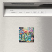 花の花瓶、素晴らし鮮やか開花 マグネット (インサイチュ (食洗機))