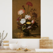 花の花瓶（茶） ポスター (キッチン)