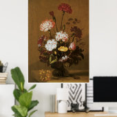 花の花瓶（茶） ポスター (ホームオフィス)
