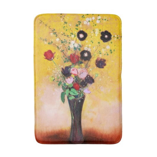 花の花瓶byオディロン・レドン バスマット (正面縦)