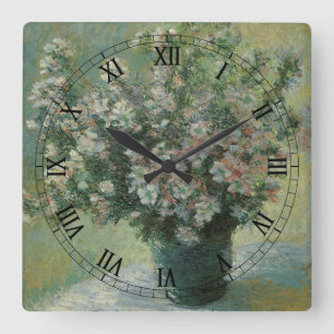 花の花瓶byクロード・モネ スクエア壁時計