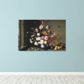 花の花瓶by a Window, Balthasar van der Ast キャンバスプリント (インサイチュ (ウッドフロア))