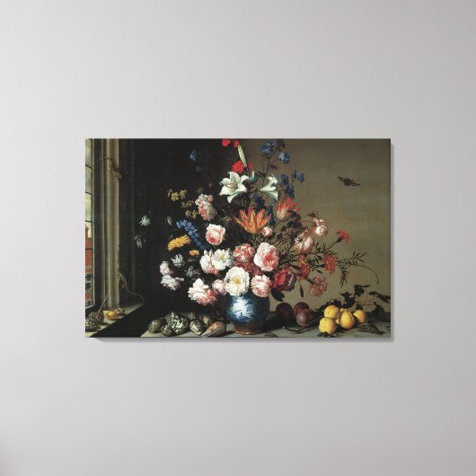 花の花瓶by a Window, Balthasar van der Ast キャンバスプリント (正面)