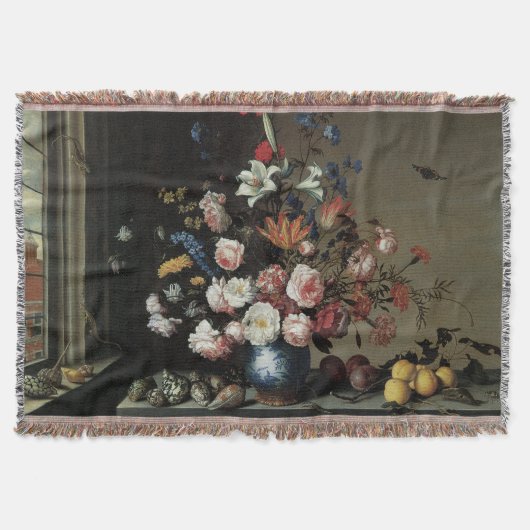 花の花瓶by a Window, Balthasar van der Ast スローブランケット (正面)