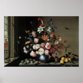 花の花瓶by a Window, Balthasar van der Ast ポスター