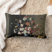 花の花瓶by a Window, Balthasar van der Ast ランバークッション (ブランケット)