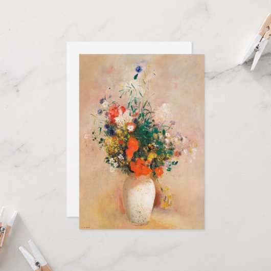 花の花瓶by Redon Post-Impressionist カード (正面/裏面インサイチュ)