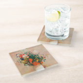 花の花瓶by Redon Post-Impressionist ガラスコースター (アングル)