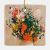 花の花瓶by Redon Post-Impressionist セラミックオーナメント (裏面)